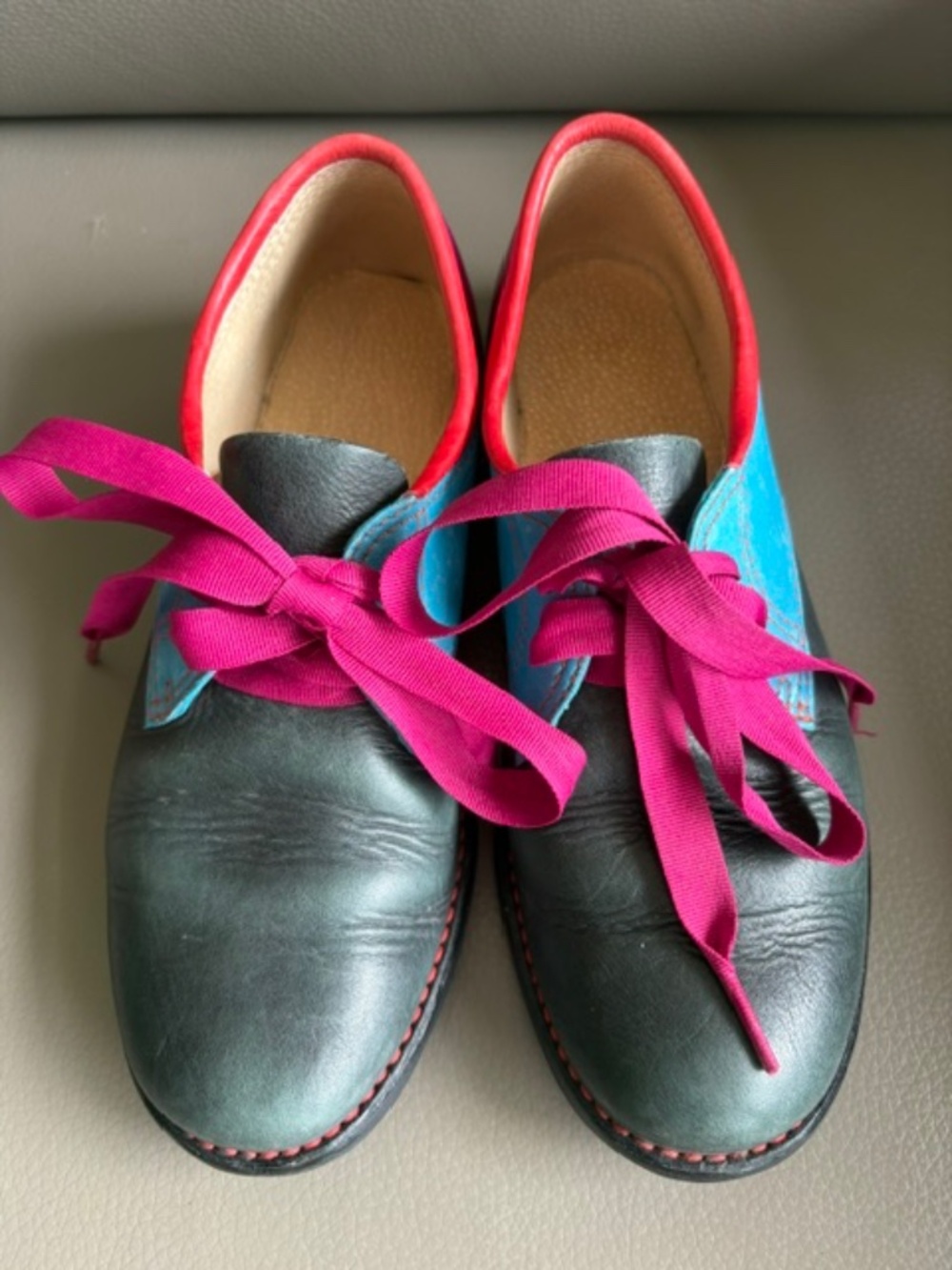 Funky colourful Women's sz 6 (EU 37) leather Oxford style lace-up shoes